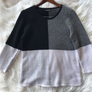 100% Cashmere Sweater Color Block Pattern